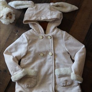 Piper & Posie fur lined coat with ears 12-18 mos
